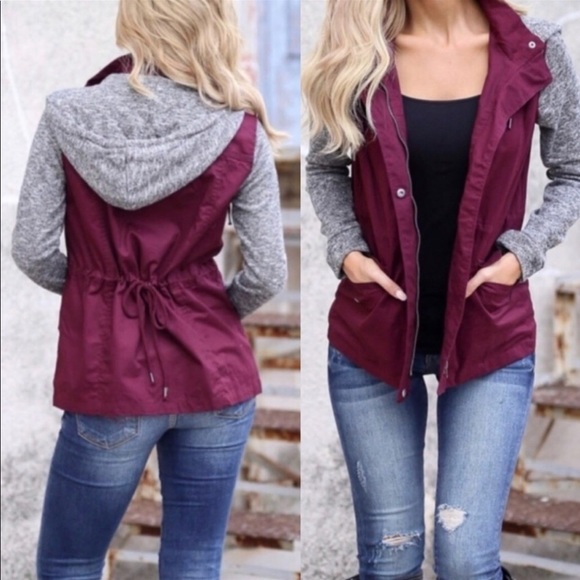 LOVE TREE Women’s Hooded Utility Jacket Green/Gray NWT - Picture 8 of 13